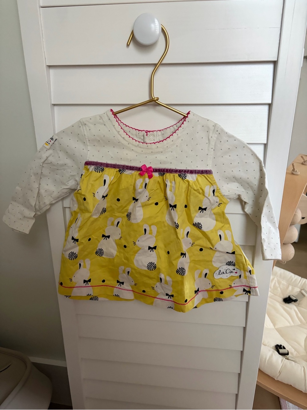 Girls' Yellow Bunny Print Long Sleeve Top